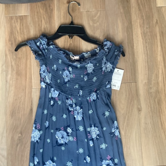 3/$33 So dress floral print off the shoulder smocked top boho long casual XS jr - Picture 6 of 17